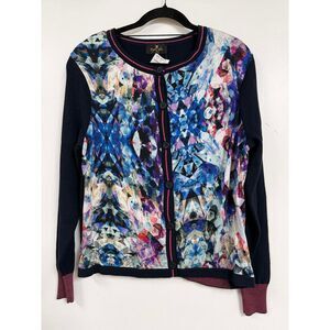 Eugen Klein Abstract Navy Cardigan Size 10 US